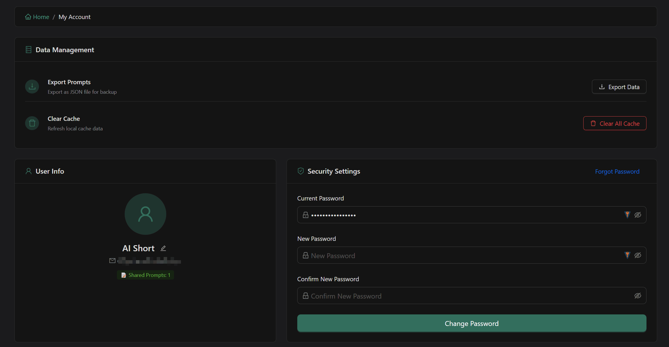 Benutzerzentrum-Seite